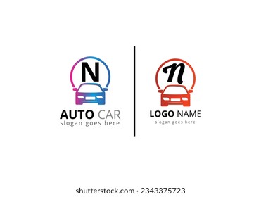 Abstract Car logo On Letter N sign symbol for Automotive Company.