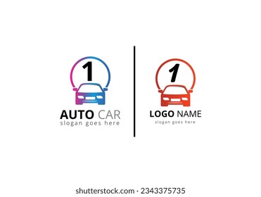 Abstract Car logo On Letter 1 sign symbol for Automotive Company.
