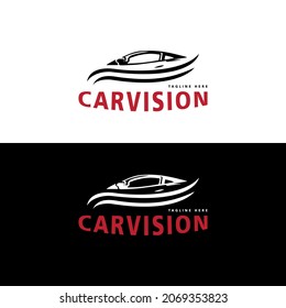 Abstract Car Logo. Car Shape vision eye sign symbol for Automotive Company. Car Repair Logo. Abstract Car silhouette for Automotive Company and Repairing