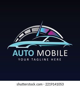 Abstract Car Logo. speedometer and car speed. Automotive Logo Vector Template