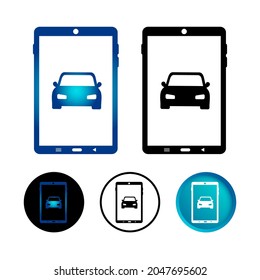 Abstract Car on Tablet Icon Set