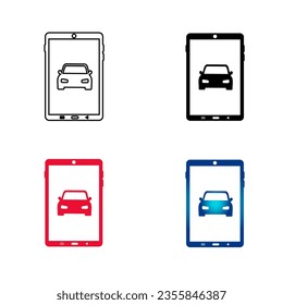 Abstract Car on Tablet Silhouette Illustration, can be used for business designs, presentation designs or any suitable designs.