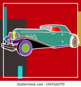 Abstract a car. pop art a car.