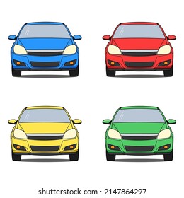 Abstract car silhouette background - Front view. Vector doodle illustration