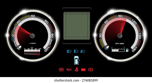 abstract car speedometer and display digital, background vector