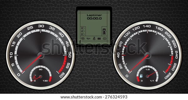 abstract car speedometer with display\
digital and textured leather, background\
vector