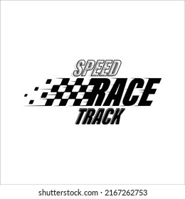 Abstract car sport race logo with black and white flag and sample text. Start and finish line design for racing championship