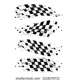 Abstract car sport race logo with black and white flags. Start and finish line design for racing championship