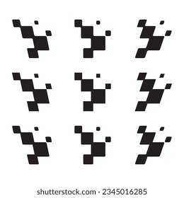 Abstract car sport race logo with black and white flag. Start and finish line design for racing championship