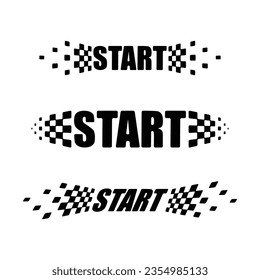 Abstract car sport race logo with black and white flag. Start and finish line design for racing championship
