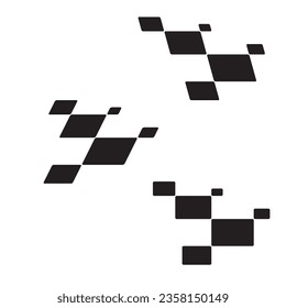 Abstract car sport race logo with black and white flags. Start and finish line design for racing championship