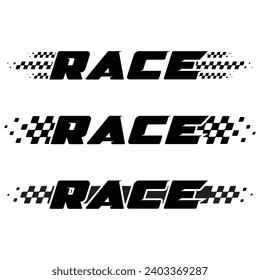 Abstract car sport race logo with black and white flags. Start and finish line design for racing championship