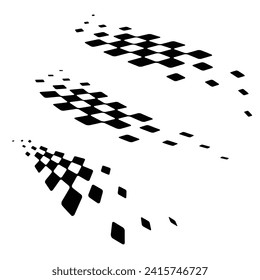 Abstract car sport race logo with black and white flags. Start and finish line design for racing championship