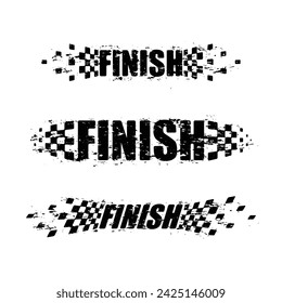 Abstract car sport race logo with black and white flag. Start and finish line design for racing championship