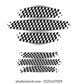 Abstract car sport racing logo with black and yellow flags. Start and finish line design for racing championship