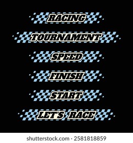 Abstract car sport racing logo with black and white flags. Start and finish line design for racing championship