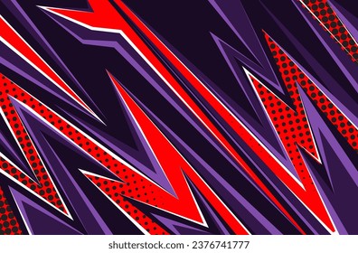 Abstract car sticker stripes with red background and halftone effects