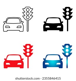 Resumen El coche parado en la Silhouette Illustration de Traffic Lights puede utilizarse para diseños de negocios, presentaciones o cualquier diseño adecuado.