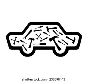 Abstract Car with Tool icon concept Auto service , Car garage and car repair icon