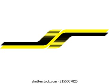 Abstract car tuning stripe, racing car template. Pattern for vehicles. Sticker on the body of a car or yacht. Racing lane. Vector illustration