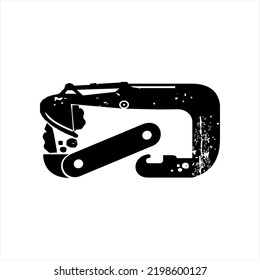 Resumen del vector de diseño Carabiner con elementos Excavator.