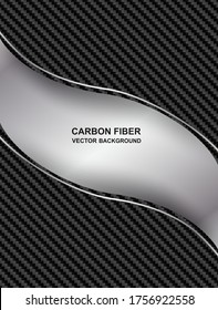 Abstract. Carbon fiber background. black Carbon fiber and silver overlap background. light and shadow. Vector.