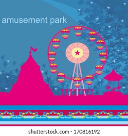 abstract card - amusement park illustration 