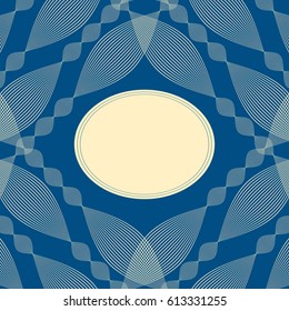 abstract card background with crossing linear necklace in blue and ivory