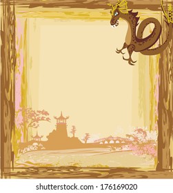 Abstract card with a Chinese dragon 