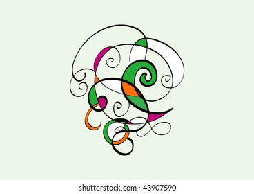 Abstract card with colored scribble loops