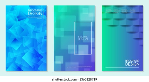 Abstract card concept set of cards, brochures vector illustration. Minimalistic and color design, creative solutions, modern background. Geometric element. Colorful diagonal squares.