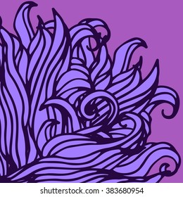abstract card with curls leafs