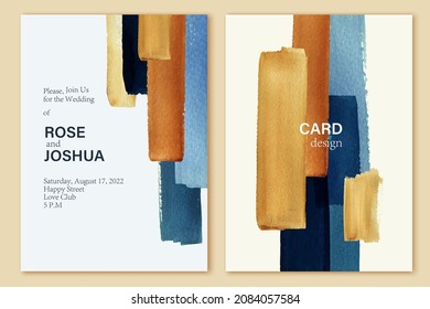 Abstract card design with colorful watercolor  brush strokes. Creative composition for cover, packaging, brochure. 