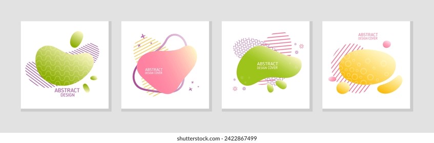 Diseño abstracto de tarjetas con formulario fluido y conjunto de plantillas de vectores de formas