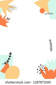 Abstract card and flyer template with abstract geometrical shapes and contours. Collage card design