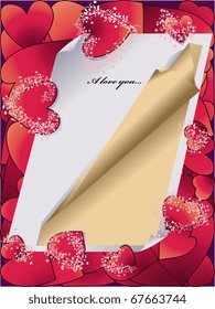 Abstract card - a framework for the text against a pattern from hearts