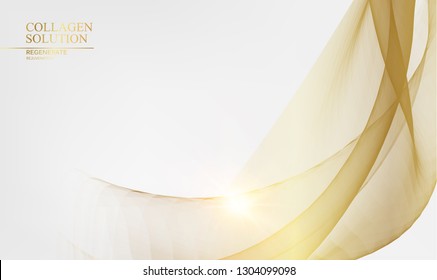 Abstract card with golden flow over gray background with golden sparks. Template for your design. Vector illustration.