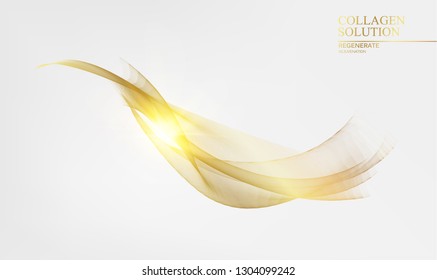 Abstract card with golden flow over gray background with golden sparks. Template for your design. Vector illustration.