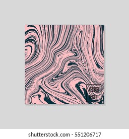 Abstract card with liquid lines. Marble effect. Vector illustration.