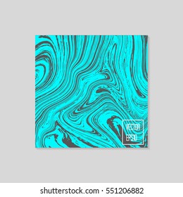 Abstract card with liquid lines. Marble effect. Vector illustration.