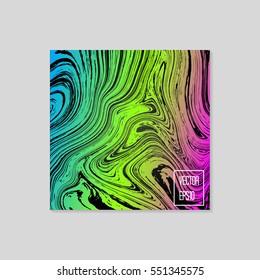 Abstract card with liquid lines. Marble effect. Vector illustration.