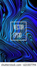 Abstract card with liquid lines. Marble effect. Vector illustration.