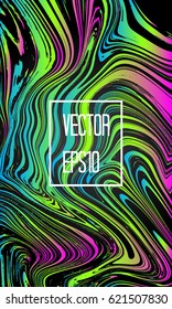 Abstract card with liquid lines. Marble effect. Vector illustration.