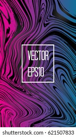 Abstract card with liquid lines. Marble effect. Vector illustration.