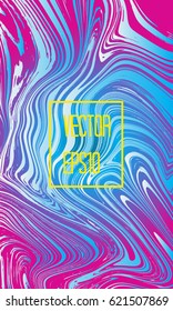 Abstract card with liquid lines. Marble effect. Vector illustration.