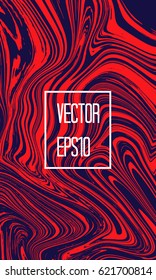 Abstract card with liquid lines. Marble effect. Vector illustration.