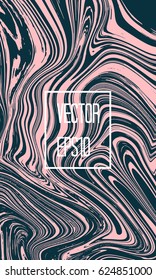 Abstract card with liquid lines. Marble effect. Vector illustration.