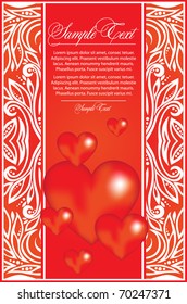 Abstract card with red hearts