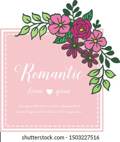 Abstract card romantic background, with pattern of pink flower frame elegant. Vector