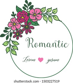 Abstract card romantic background, with pattern of pink flower frame elegant. Vector